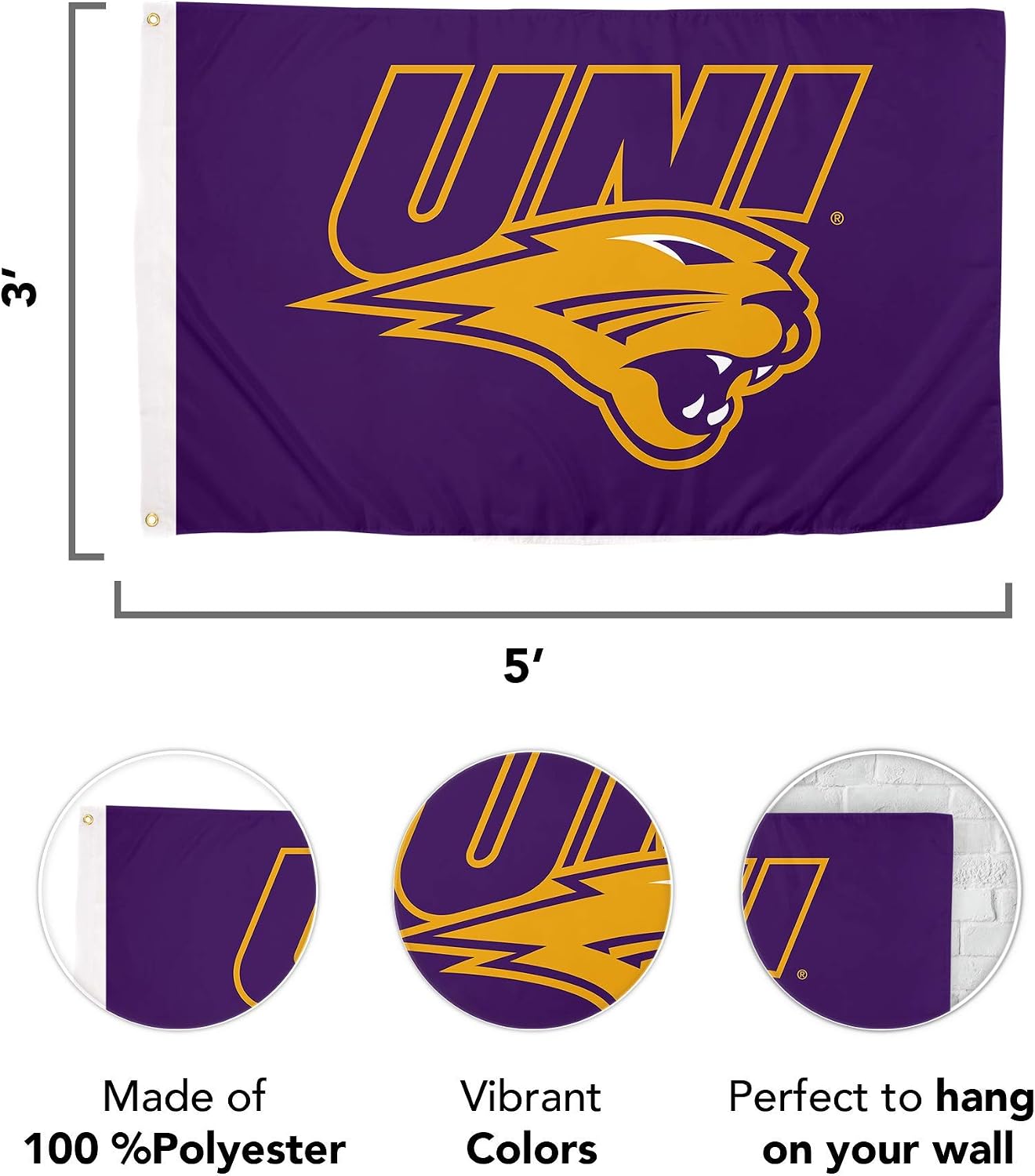Bandera UNI Panthers 3x5ft tela poliéster duradera