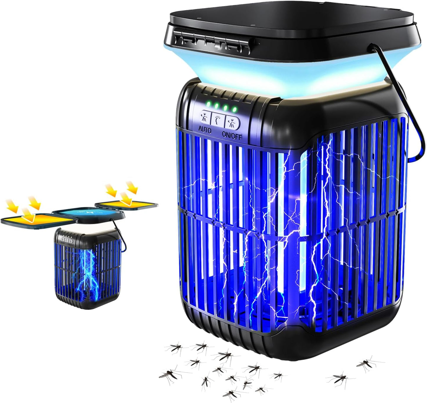 Exterminador insectos solar 3en1 con linterna LED impermeable