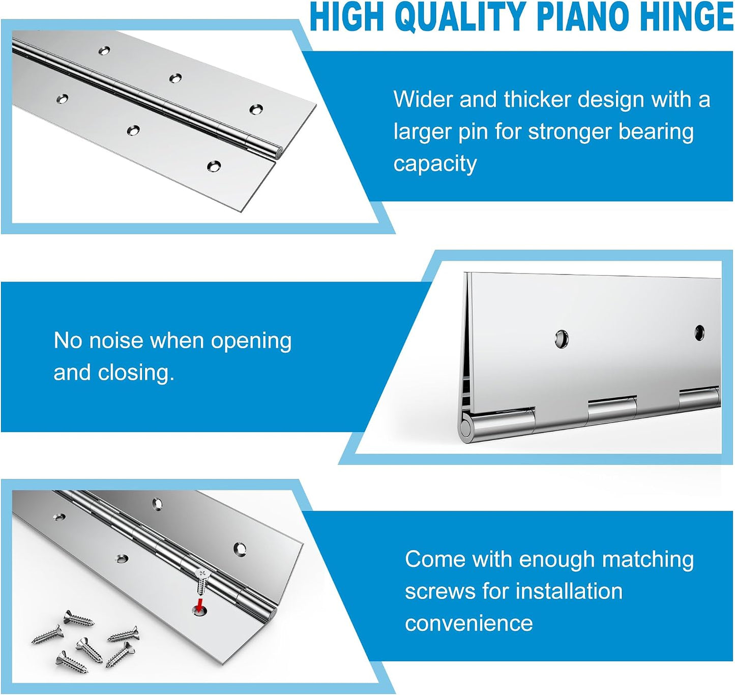 2 Bisagras Piano Acero Inox 30x3pulg 0.060pulg