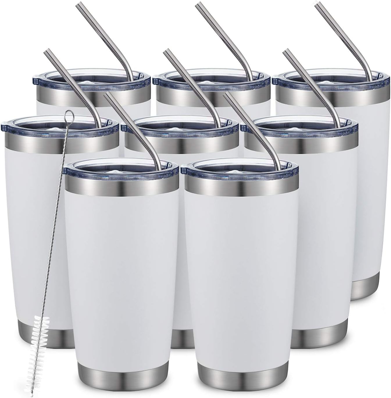 Vaso viaje 20oz set 8 acero inox doble pared con tapa