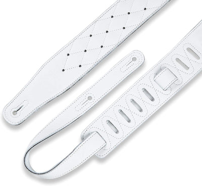 Correa guitarra cuero 2.5pulg diseño copetudo blanco
