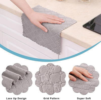 18 Pzas Paños Cocina 10x10pulg Terciopelo Coral Gris