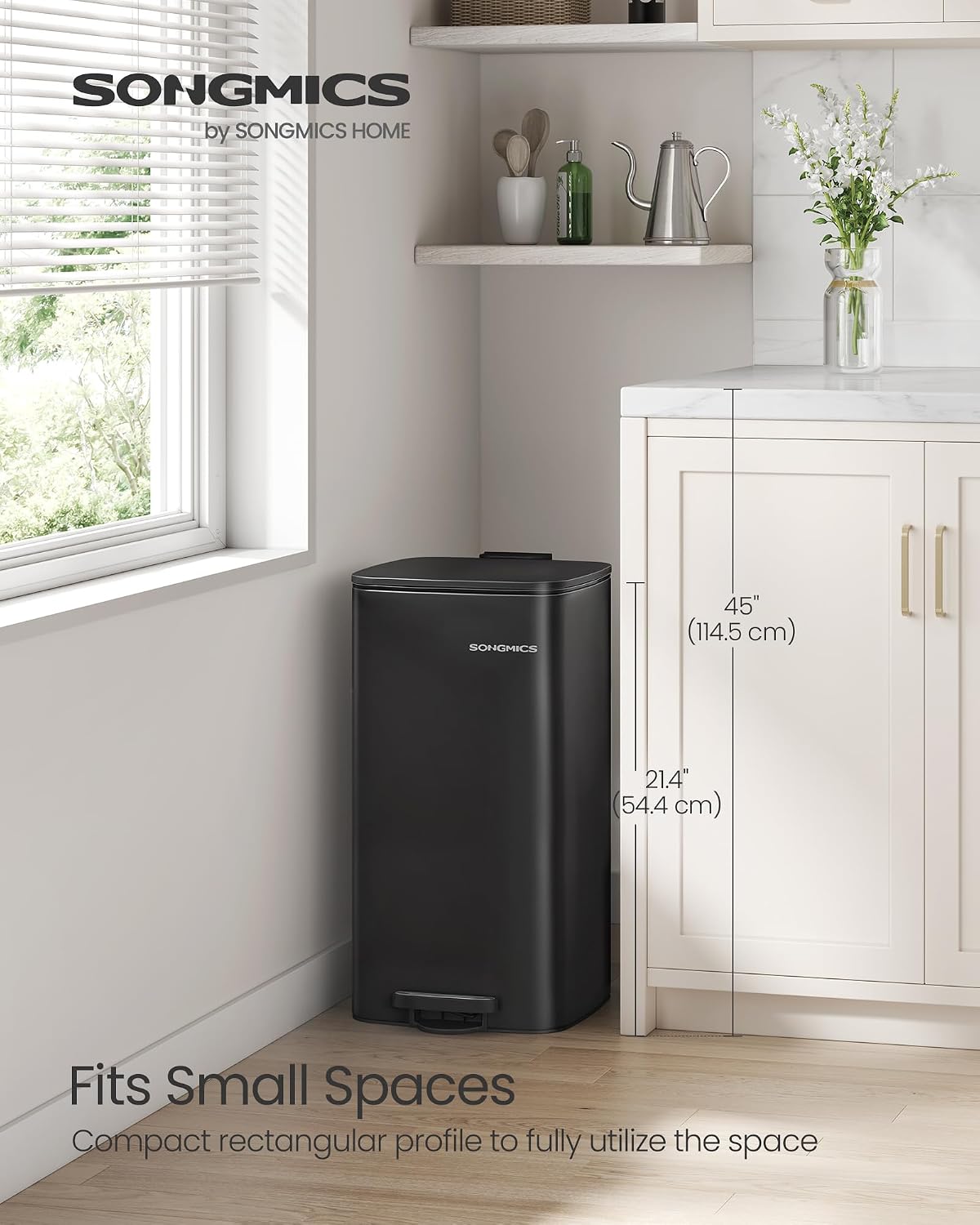 Cubo basura acero inox 30L cierre suave negro mate