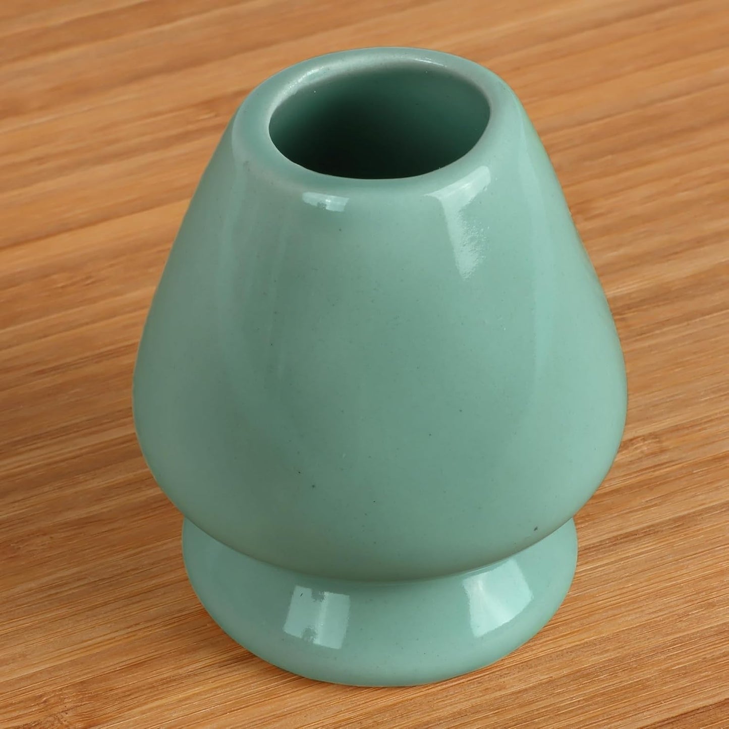 Set 4 artículos batidor bambú cuchara té soporte verde