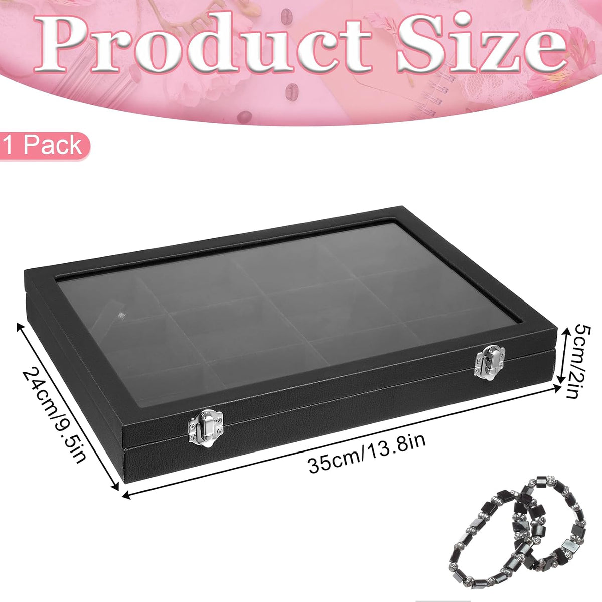 Caja organizadora 12 rejillas para joyas con tapa
