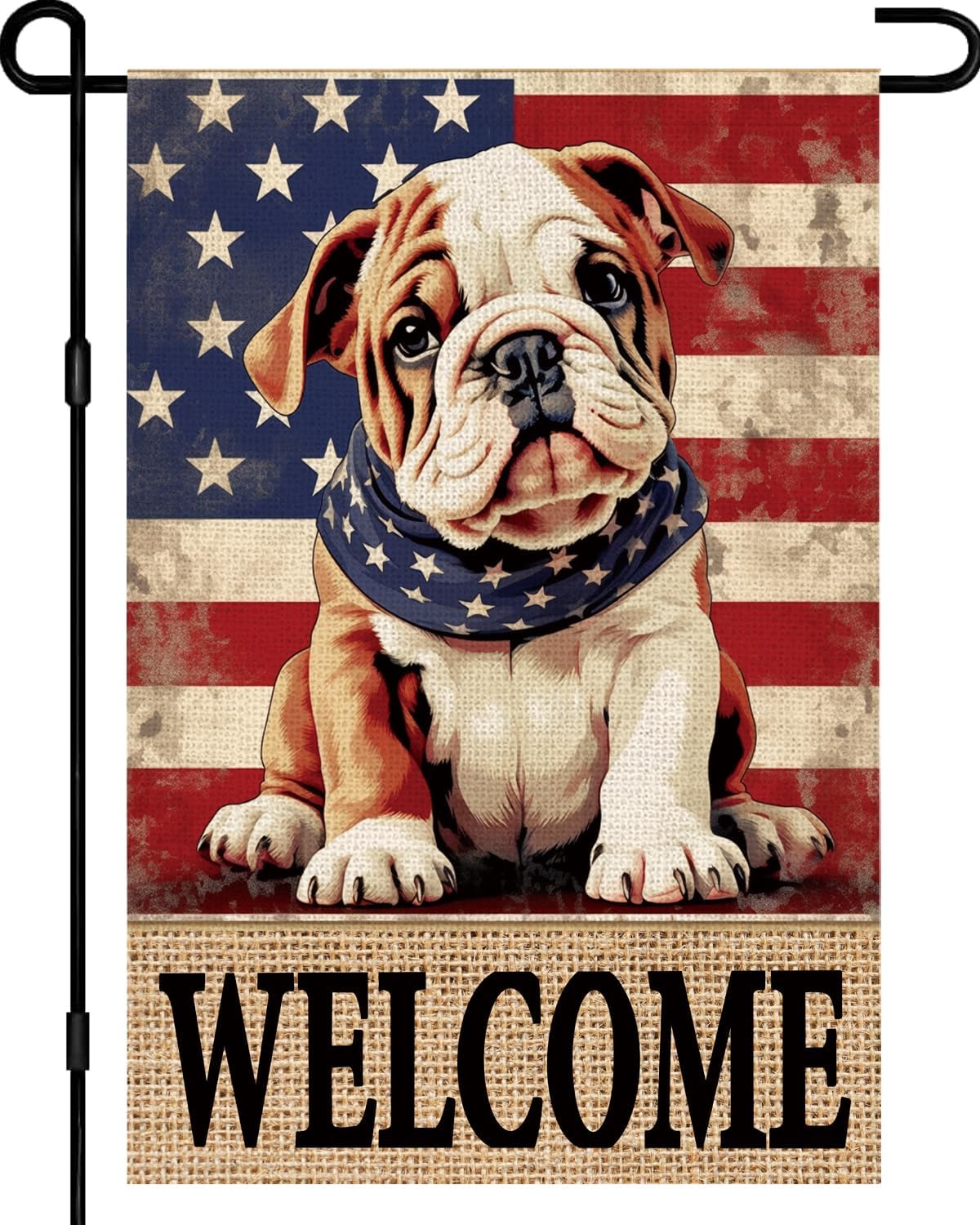 Bandera 4 de Julio 12x18pulg doble cara bulldog arpillera patio