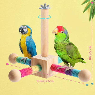 Perca loros soporte giratorio 360 cuerda sisal colorida