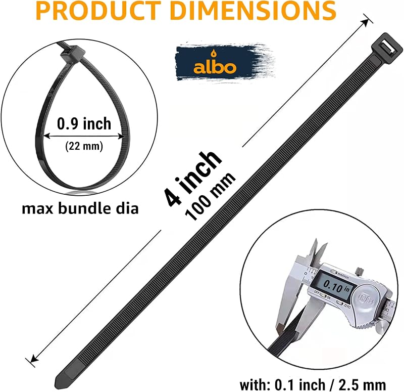 Bridas plástico negro 4pulg set 1000 lazos 18lb resistentes UV