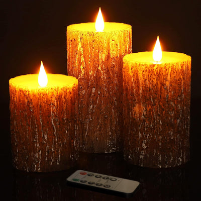 Velas LED sin llama con mecha 3D efecto pino 4-6 pulg