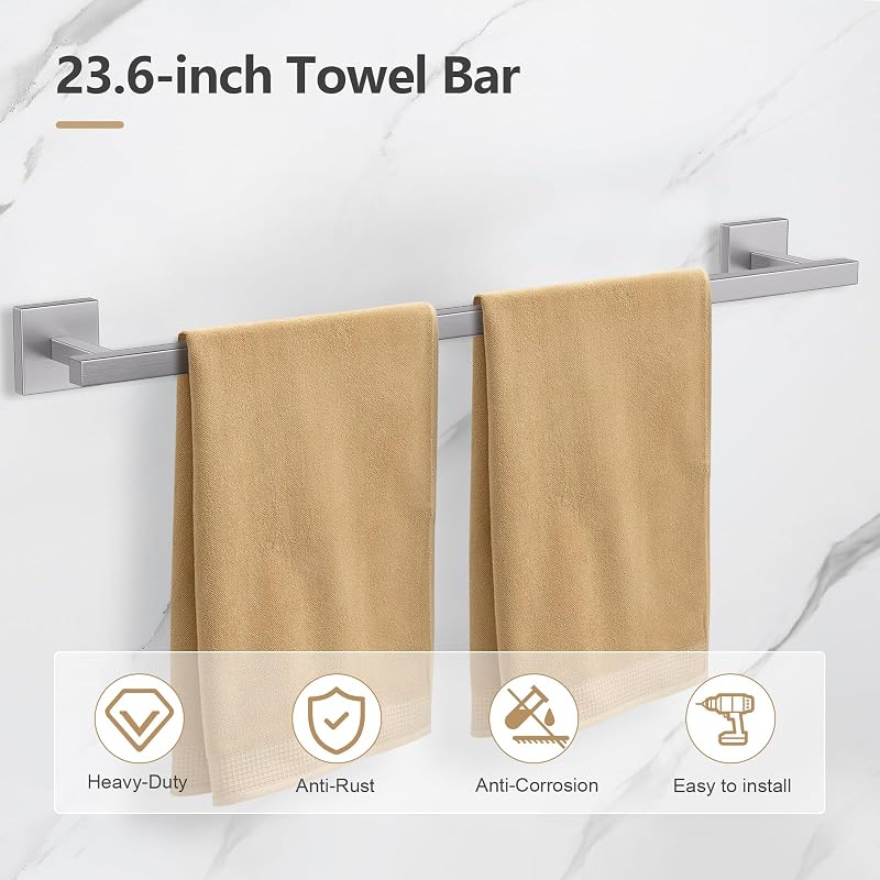 Set 5 Pzas Toallero Acero Inox 23.6"