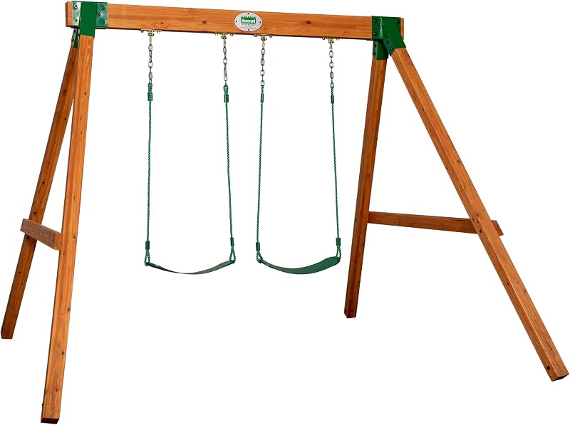 Set columpios madera cedro marco A 2 cinturones