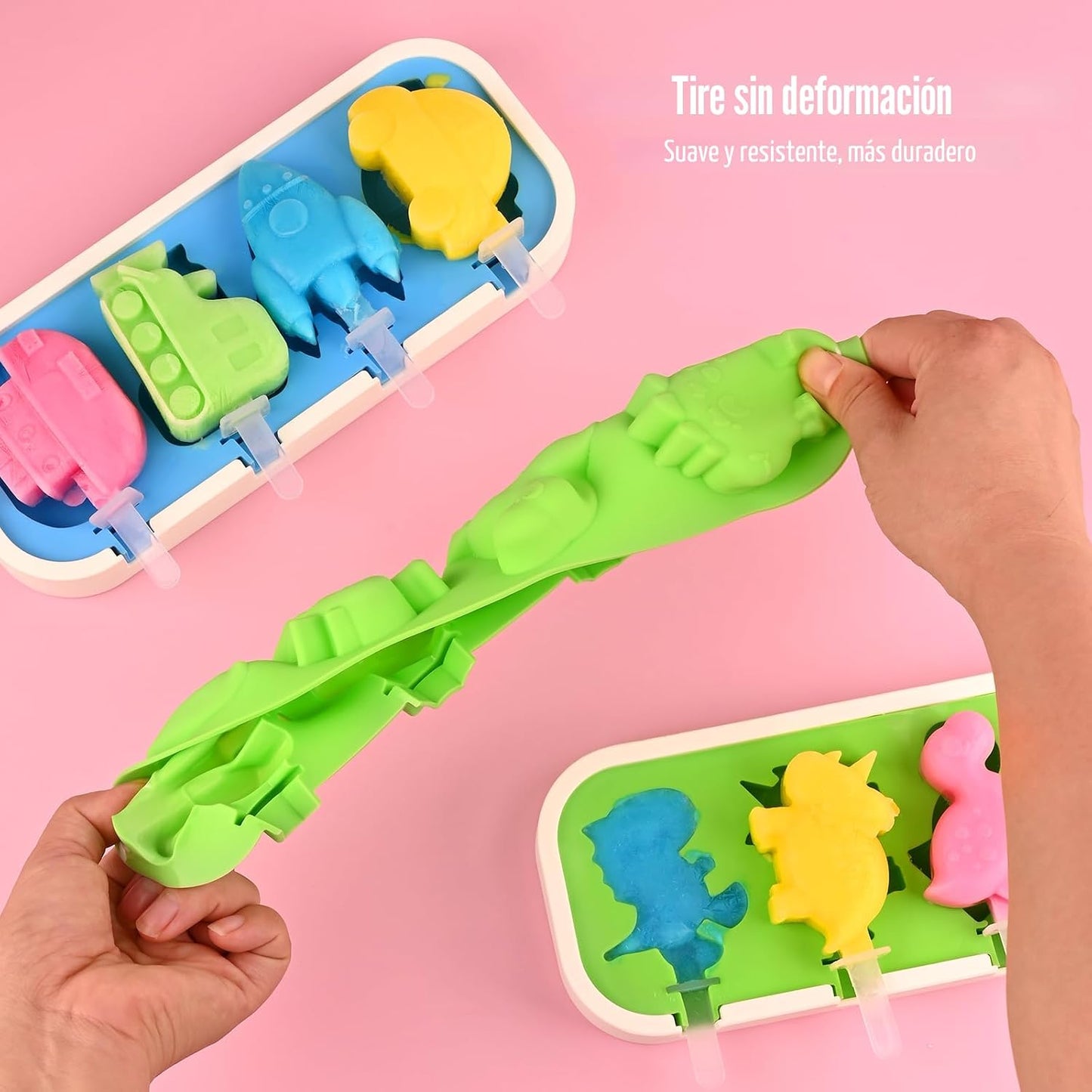 2 Pack Moldes Silicona Formas Autos Barcos 4 Cavidades Niños