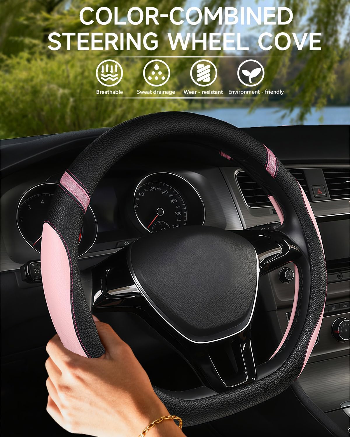 Funda volante forma D antiderrap para mujer rosa