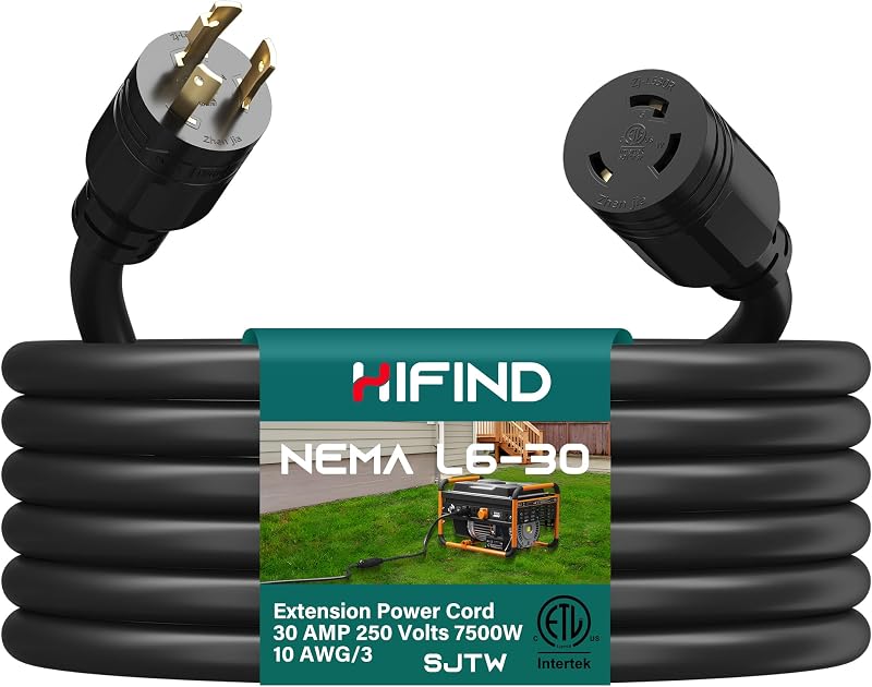 Cable extensión L6-30P a L6-30R 10 ft 30A SJTW RV