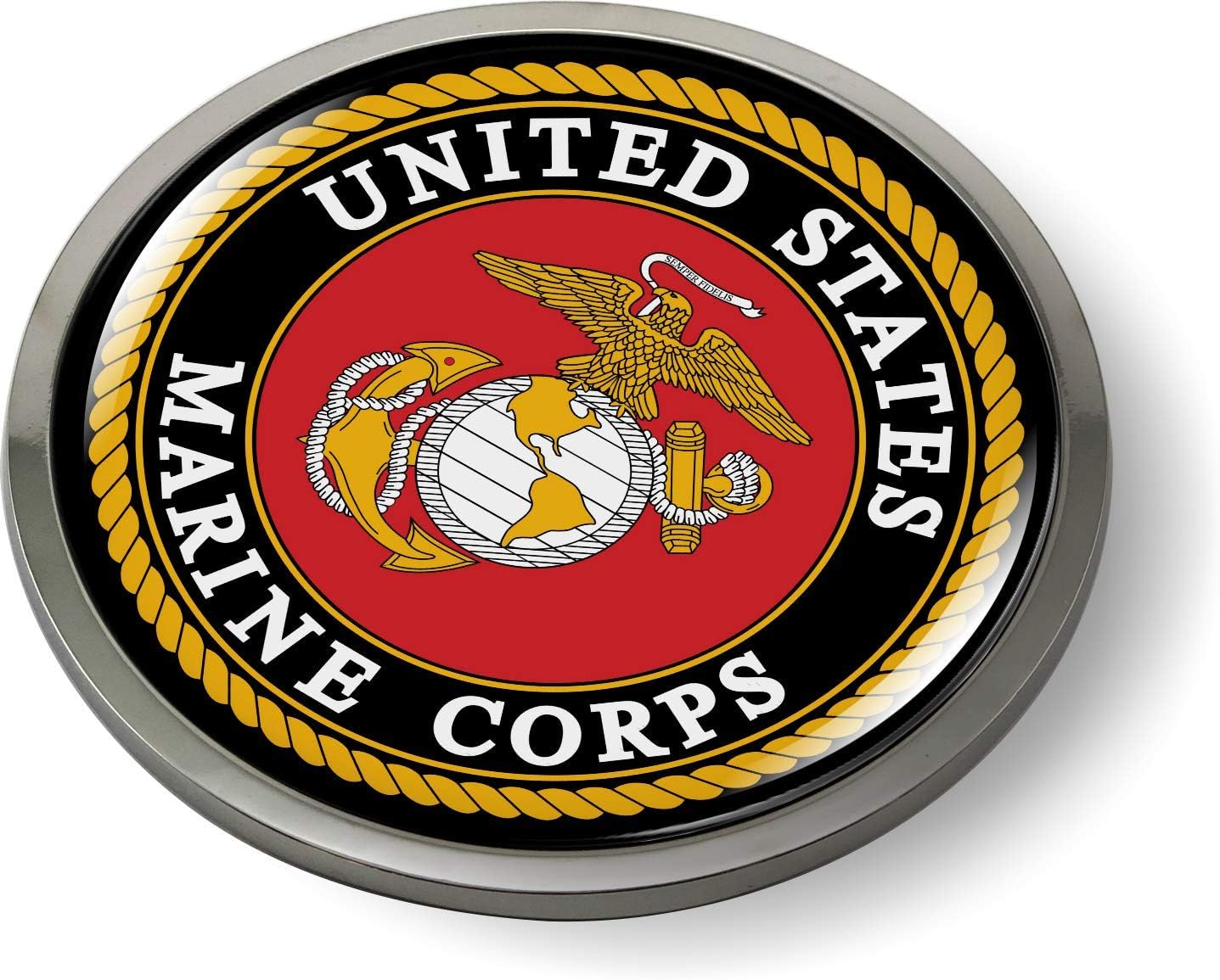 Etiqueta engomada USMC bisel cromado oficial