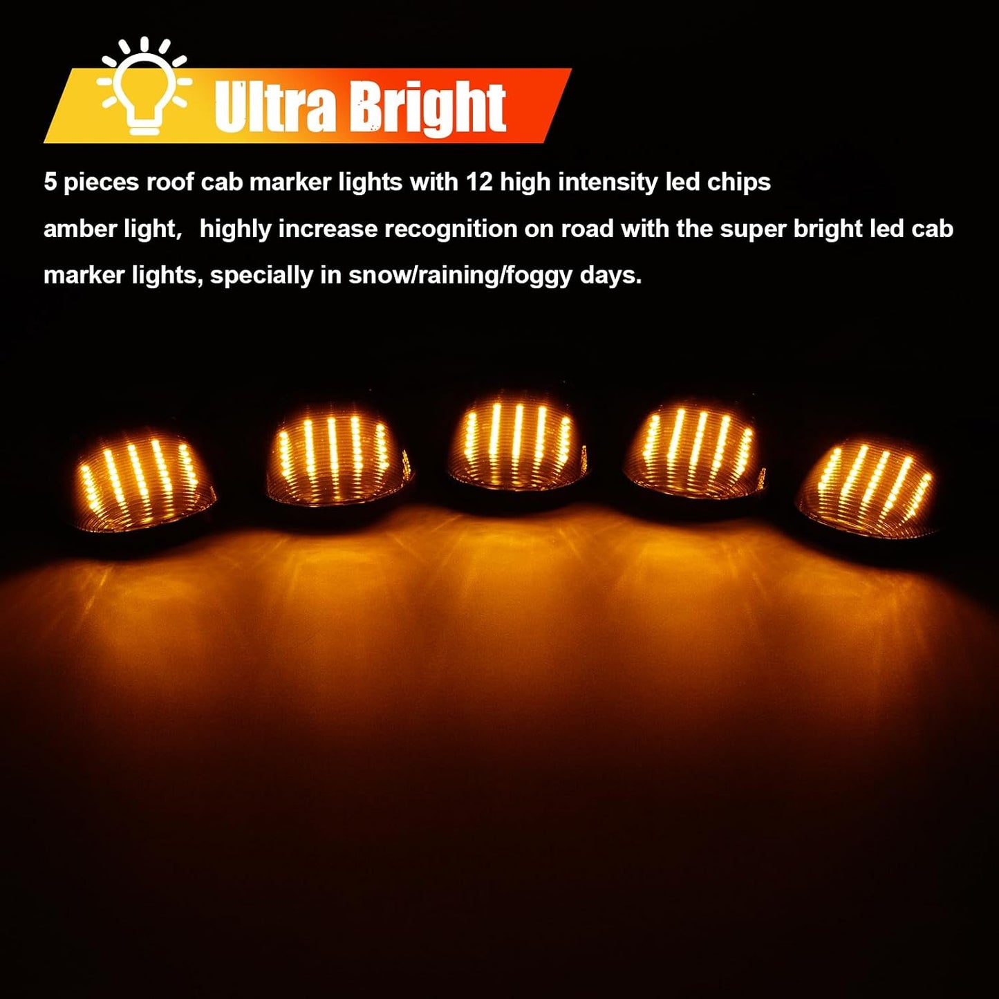 Luces techo cabina Ram 99-01 lente ahumada ámbar 5uds