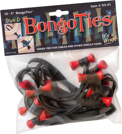Bridas bongo style-d rojo y negro paquete 10 caucho bambú