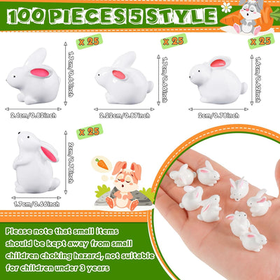 100 Pzas Figuras Conejo Mini Jardín Pascua Decoración