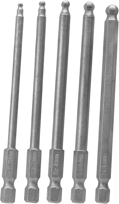 Set 5 puntas destornillador hex 1/4 bola 4pulg
