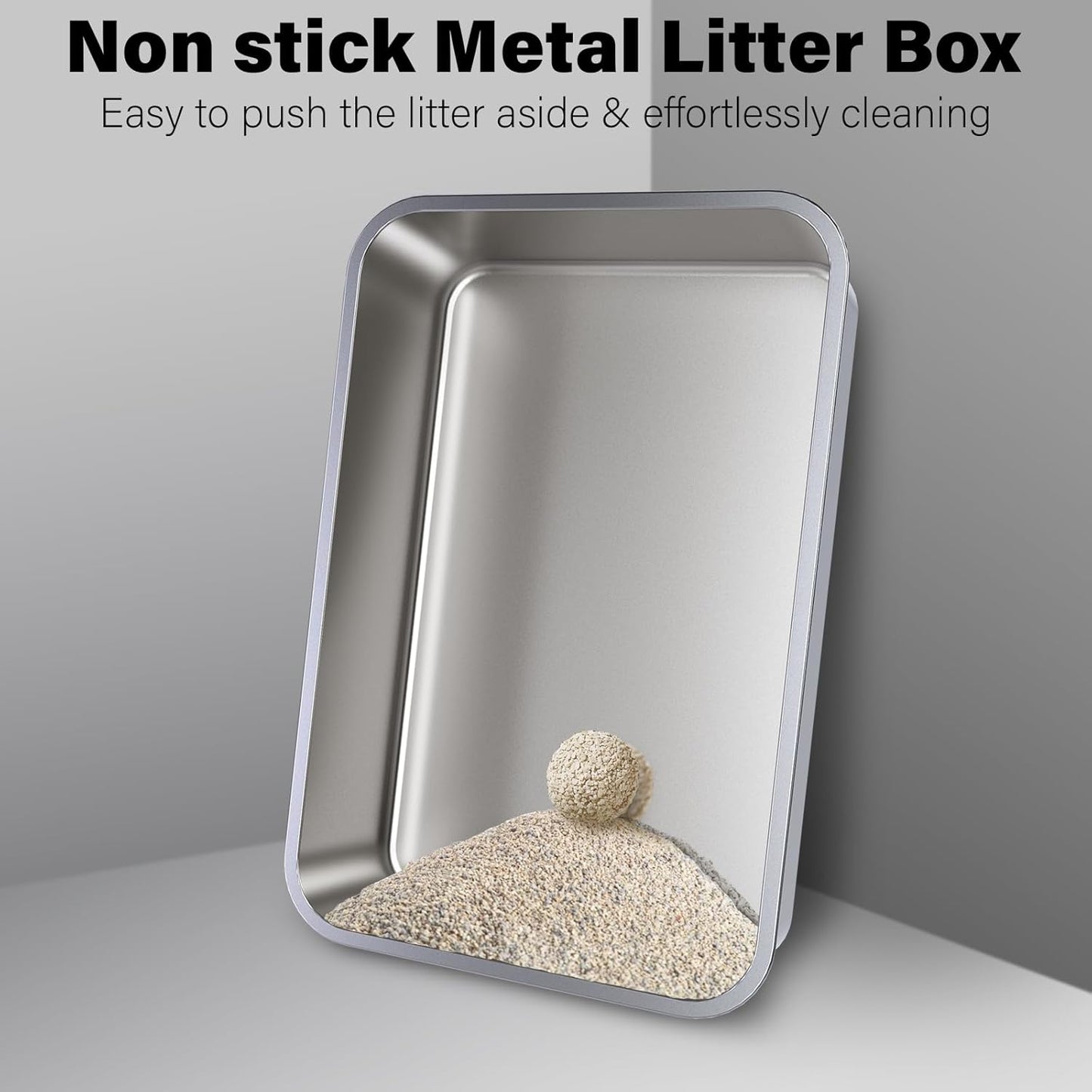 Caja arena acero inox set 4 para gatos grandes