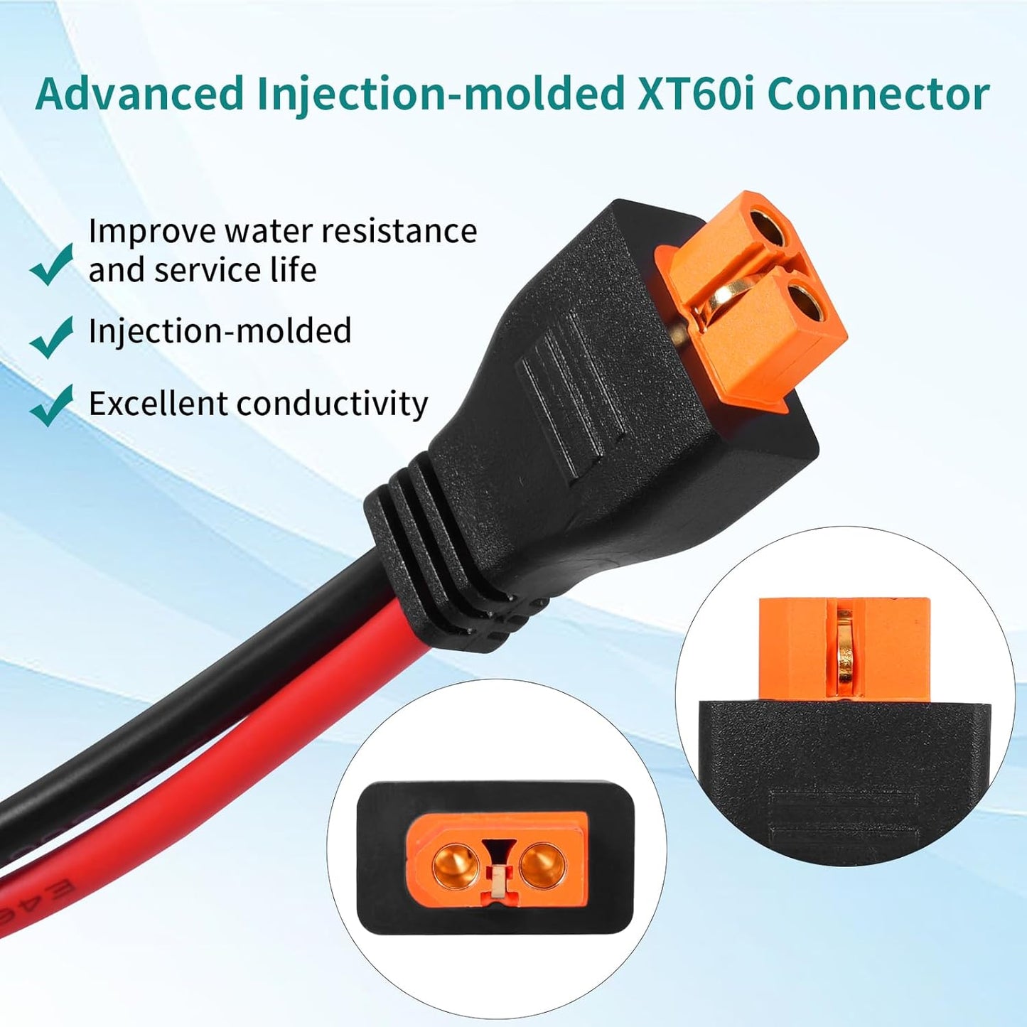 Cable conector anillo tórico XT60i 10 AWG cobre estañado 10pies