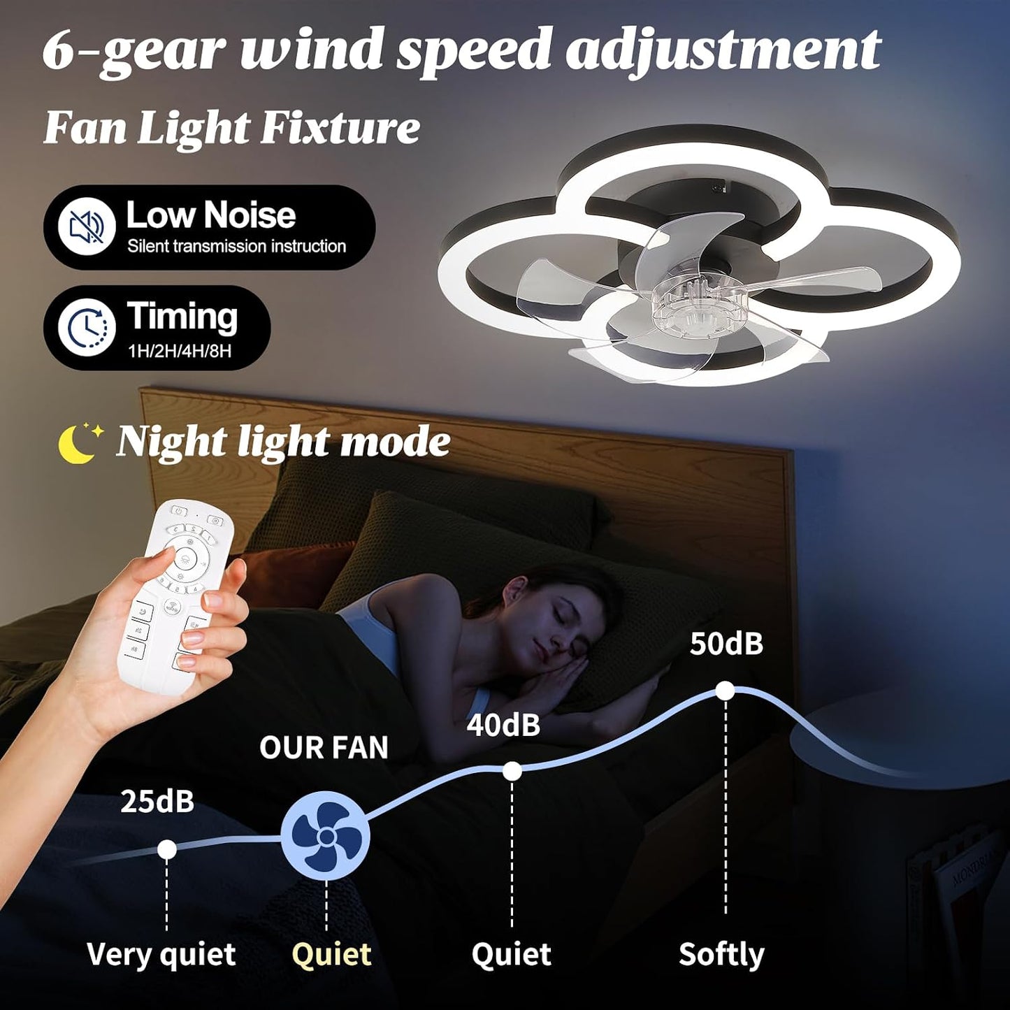 Ventilador techo led moderno con luz 3000-6500k 6