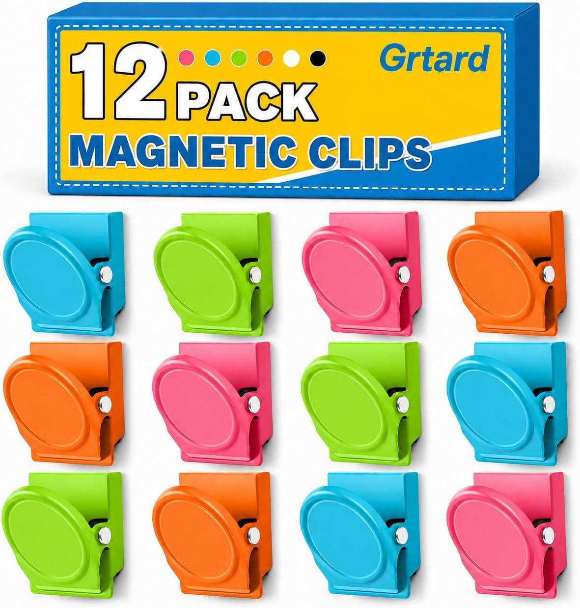 12 Pzas Clips Magnéticos Coloridos para Nevera