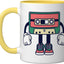 Taza Cerámica Años 80 y 90 con Cinta en Blanco/Amarillo