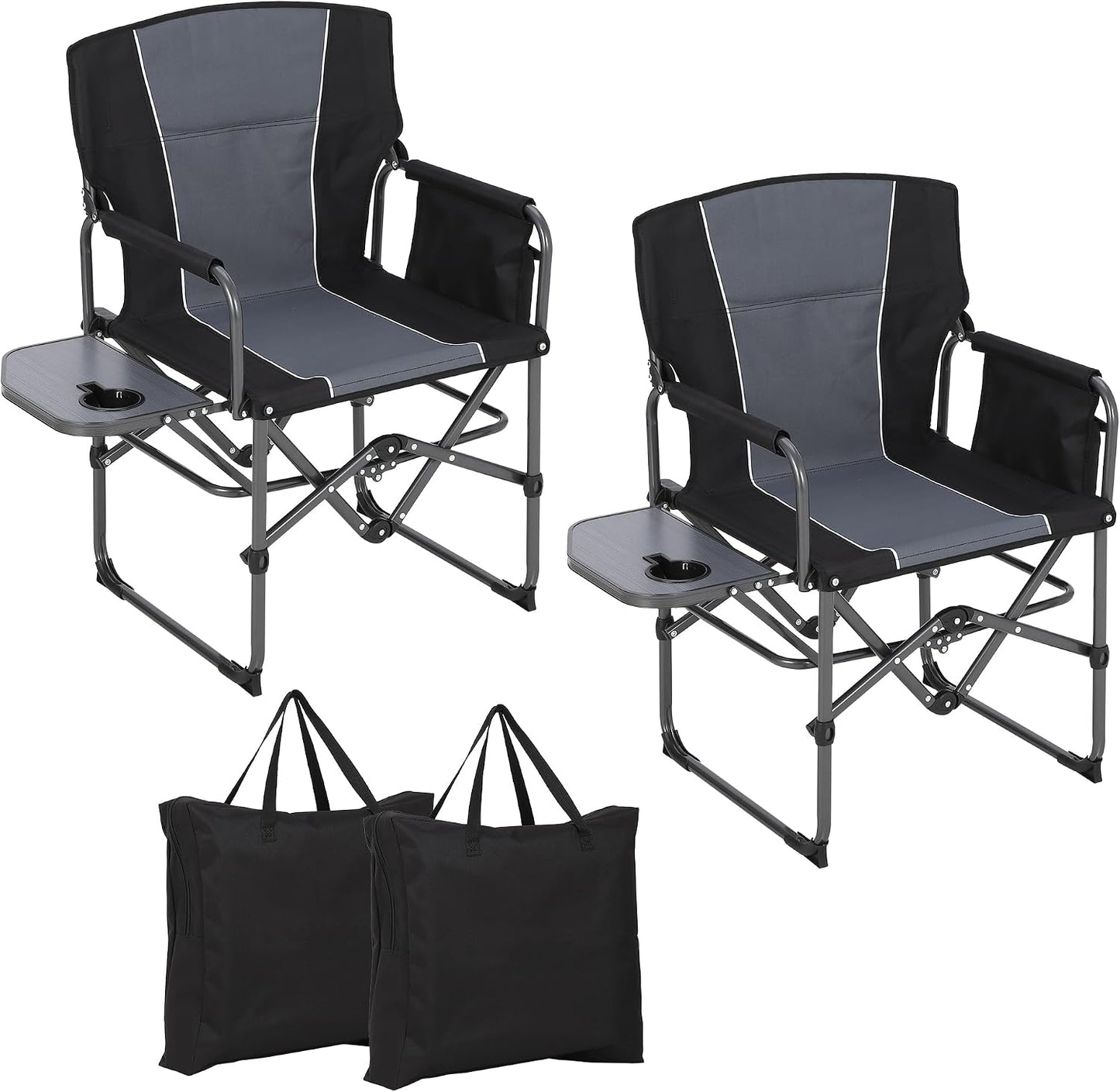 2 Sillas Campamento Plegables Adultos 400lb con Mesa