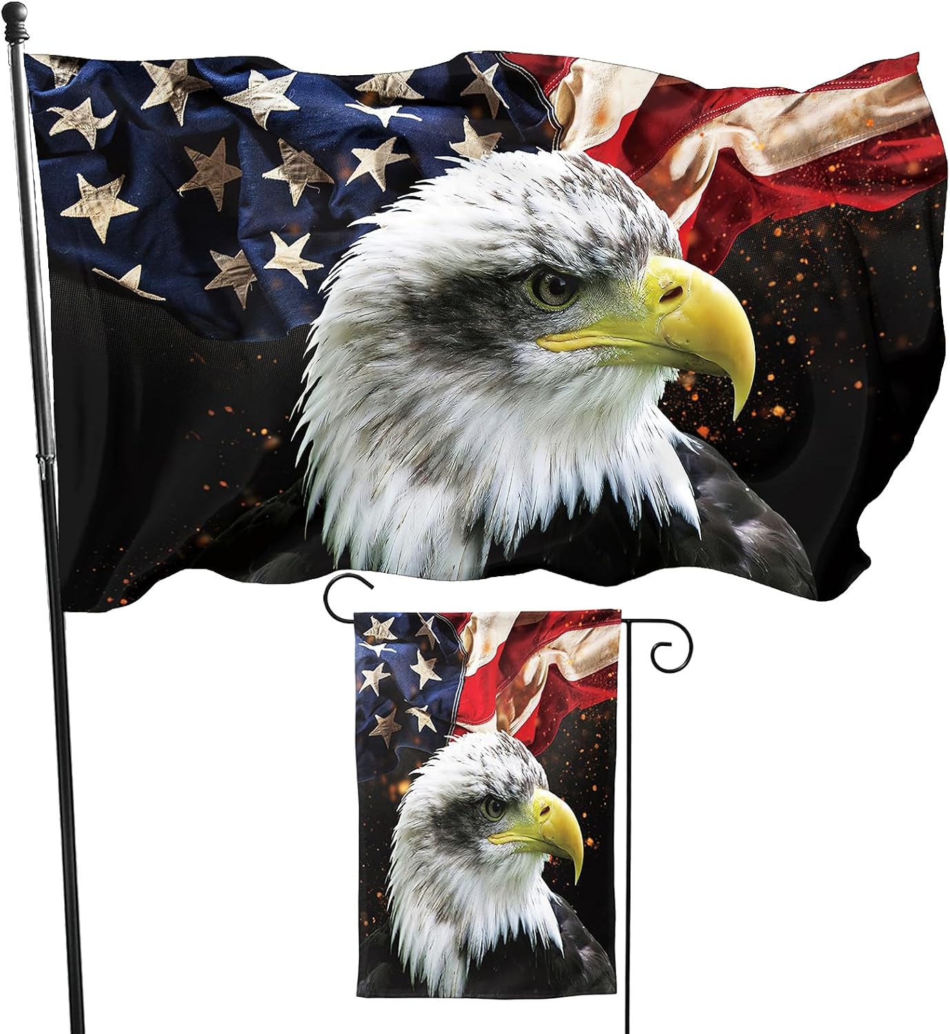 Bandera Americana Vintage 3x5ft Doble Cara 12x18" 4 de Julio