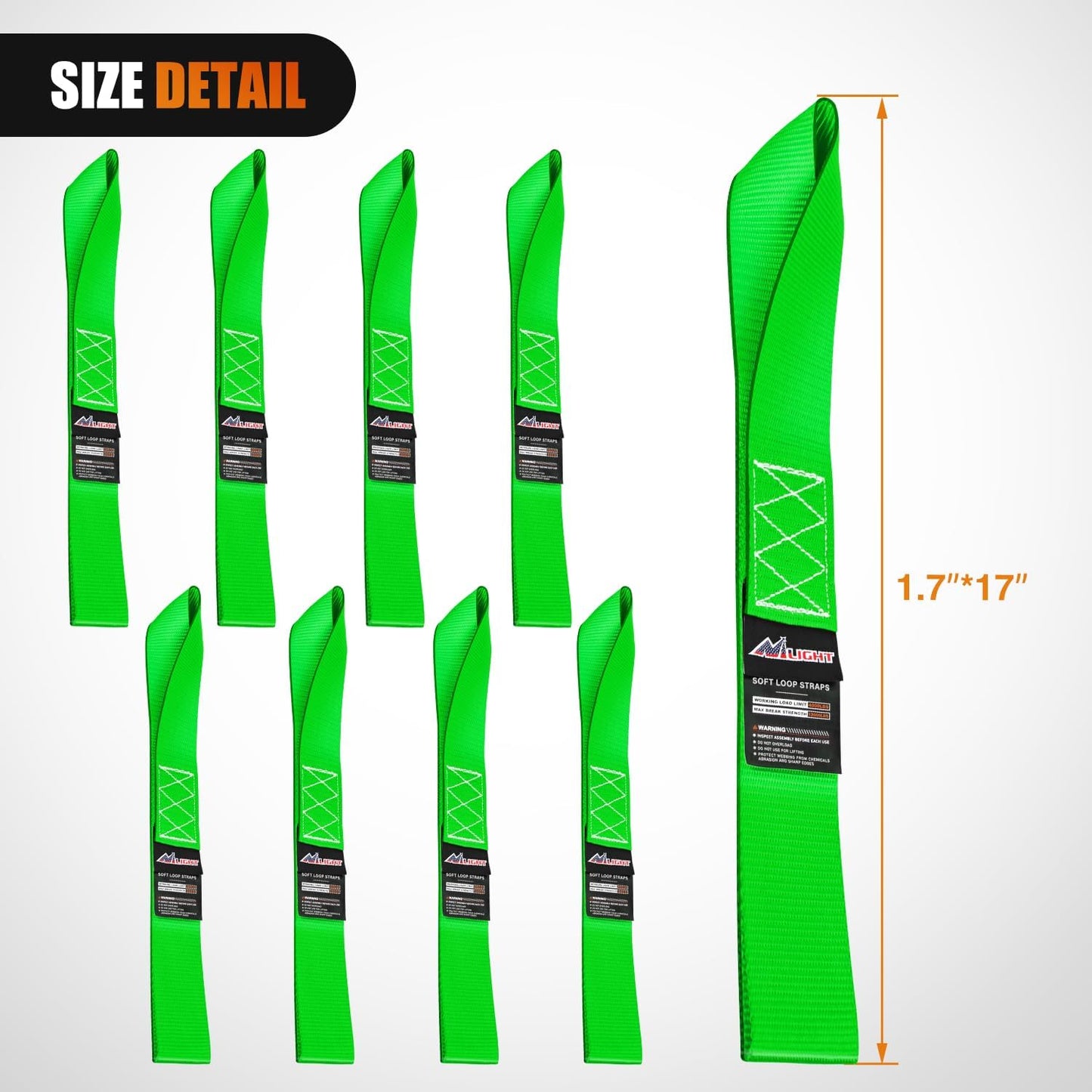 Correas amarre motocicleta 1.7x17" 12000lb 8 Uds
