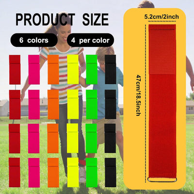 24 Bandas Carreras 3 Patas Elásticas Coloridas para Aire Libre
