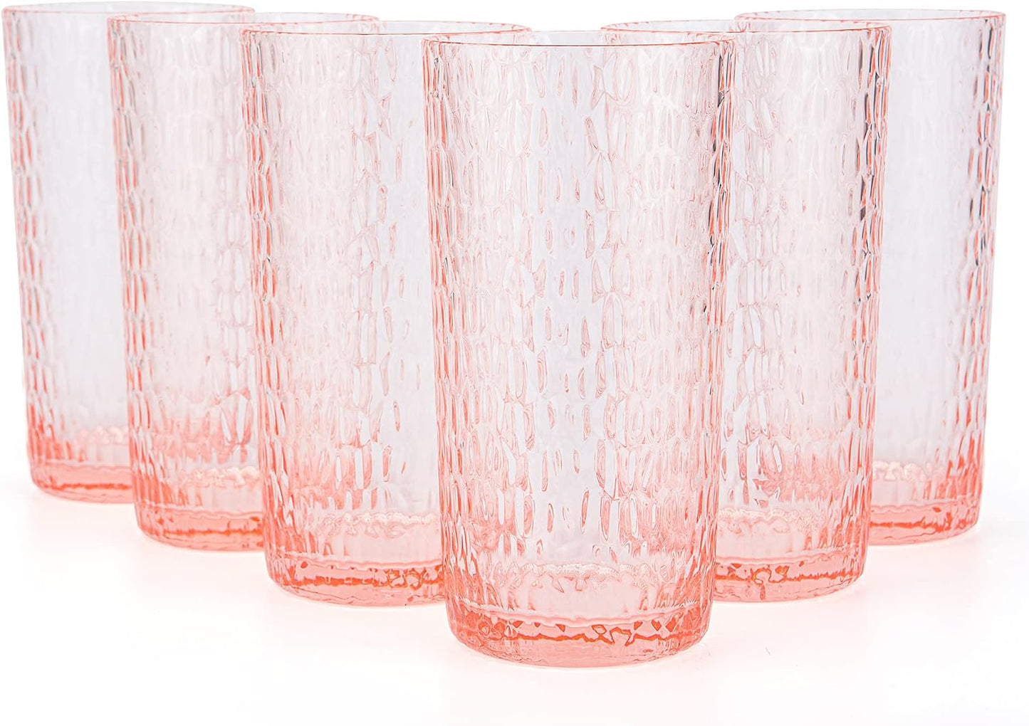 6 Pzas Vasos Acrílicos Forma Panal 22oz Rosa Coral