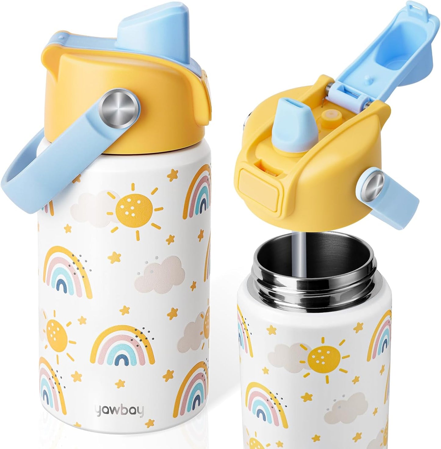 Botella agua acero inox aislada para niños arcoíris