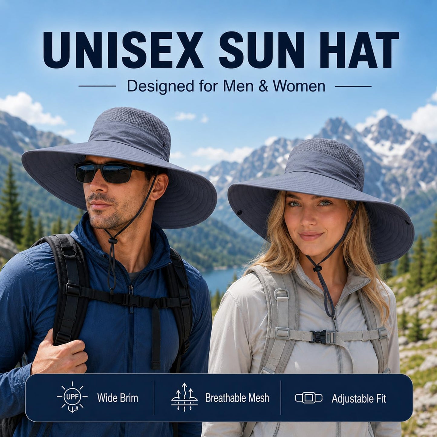 Sombrero ala ancha 6" protección solar unisex