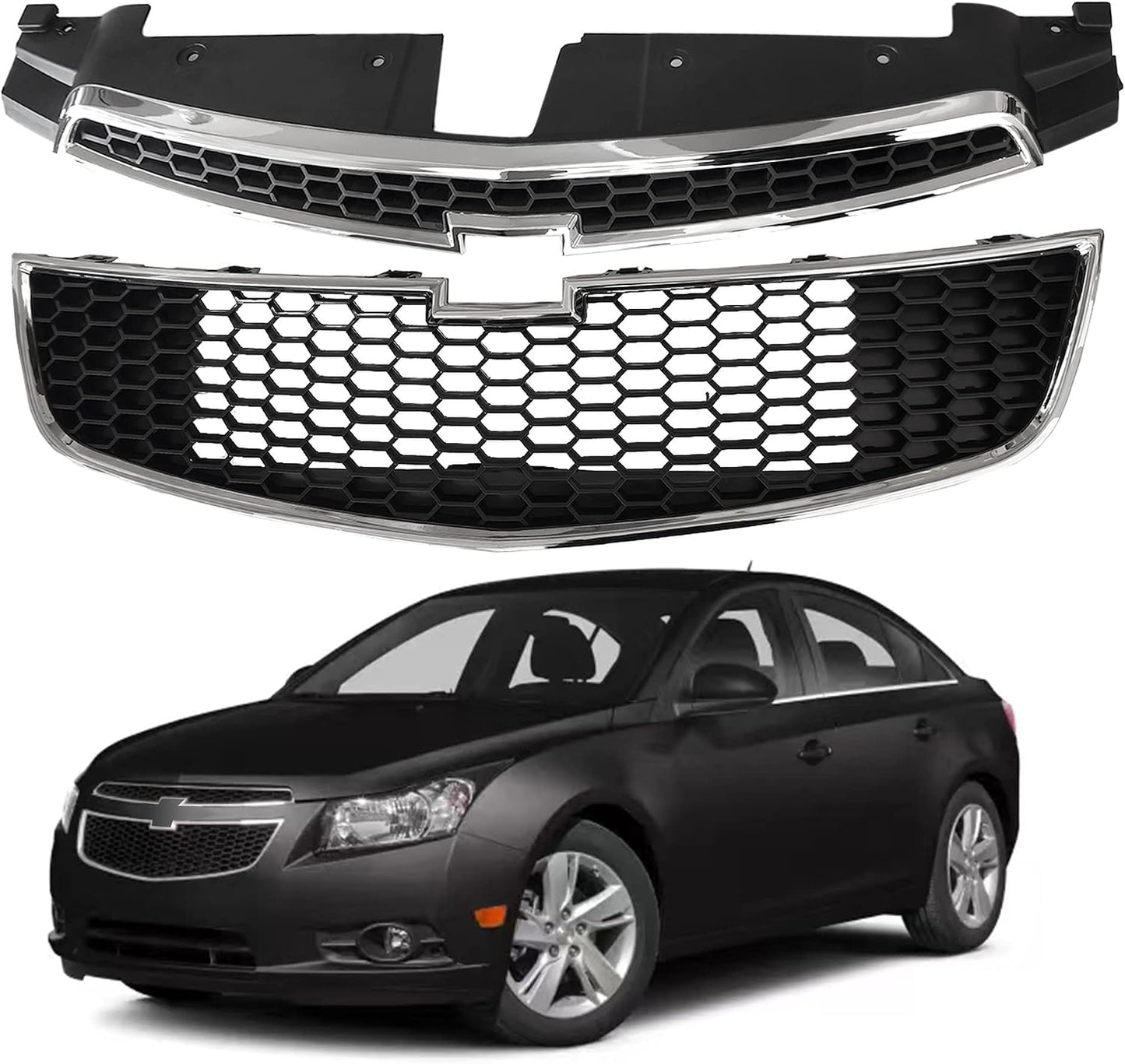 2 Pzas Parrilla Parachoques Negro Cromo Chevy Cruze