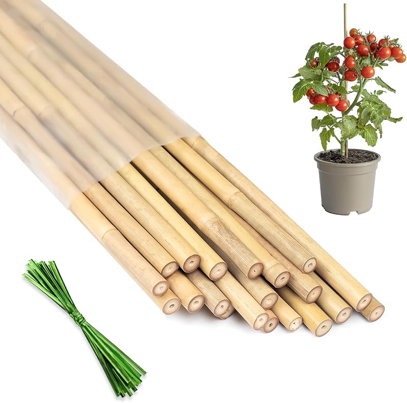 Estacas bambú 18pulg 20pzas para plantas interior exterior