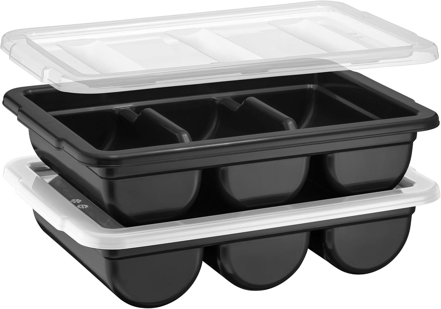 2 Cubos Cubiertos con Tapa Contenedor Plástico Negro