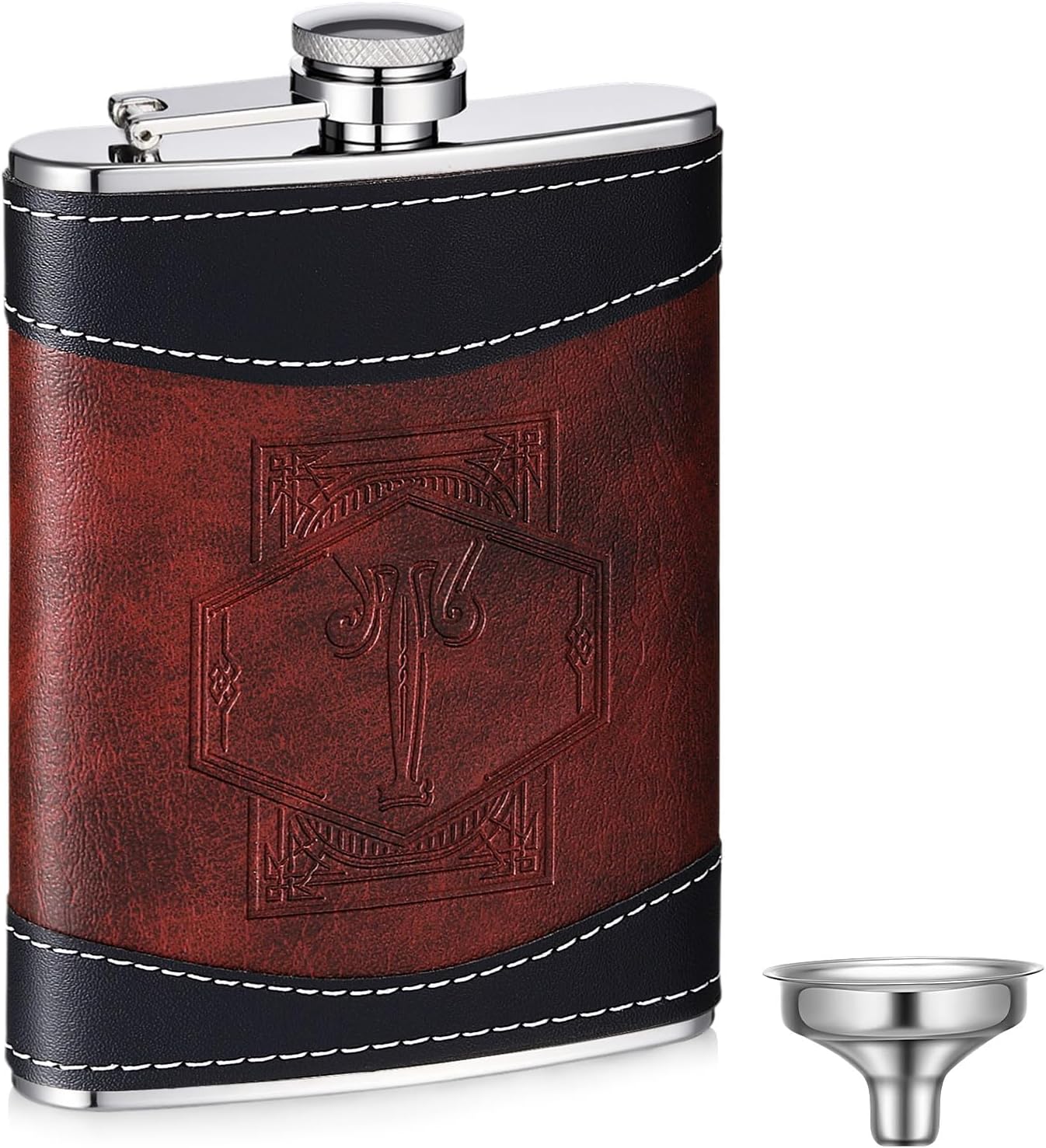 Frasco personalizado para padrinos de boda de acero inoxidable con monograma