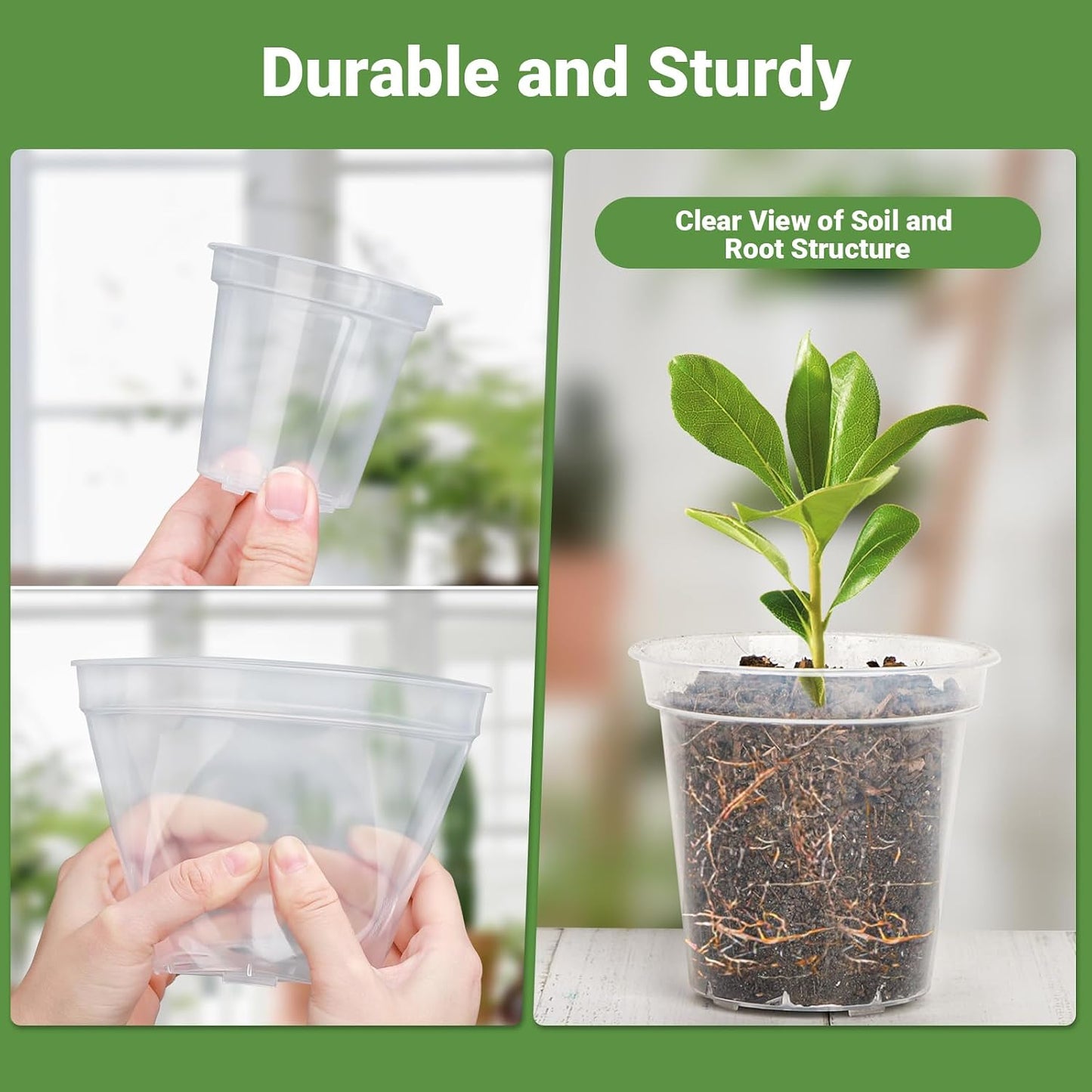 30 Macetas Plástico Reforzado 3/4/5" Drenaje