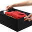 Set 2 Cestas Almacenamiento Negro Asa Madera Plegables