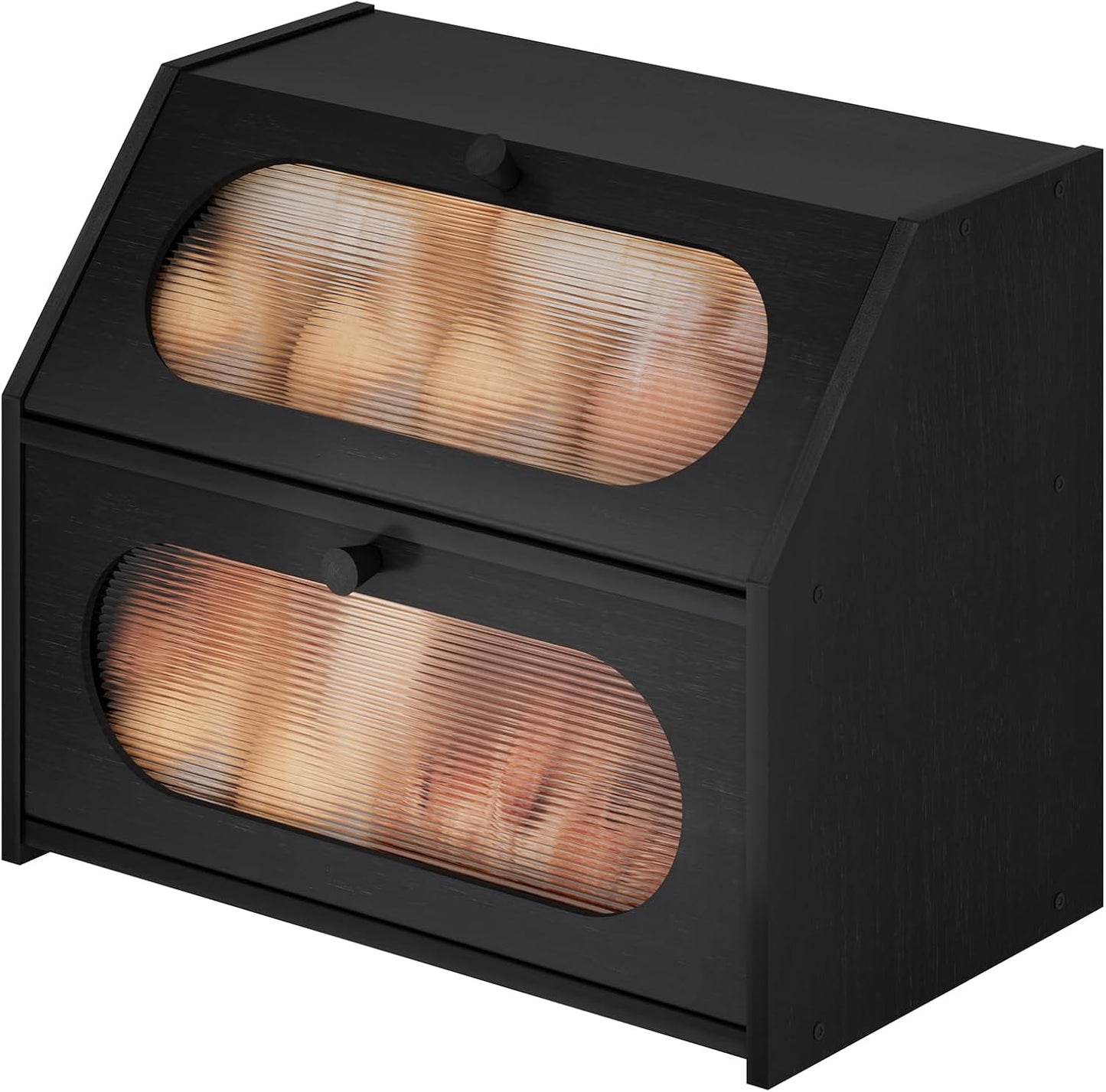 Caja pan encimera cocina madera bambú doble capa