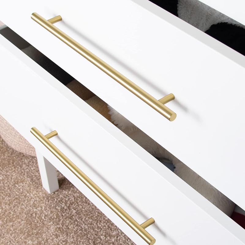2 Tiradores Latón Macizo Dorado 11.25" para Gabinetes Cocina