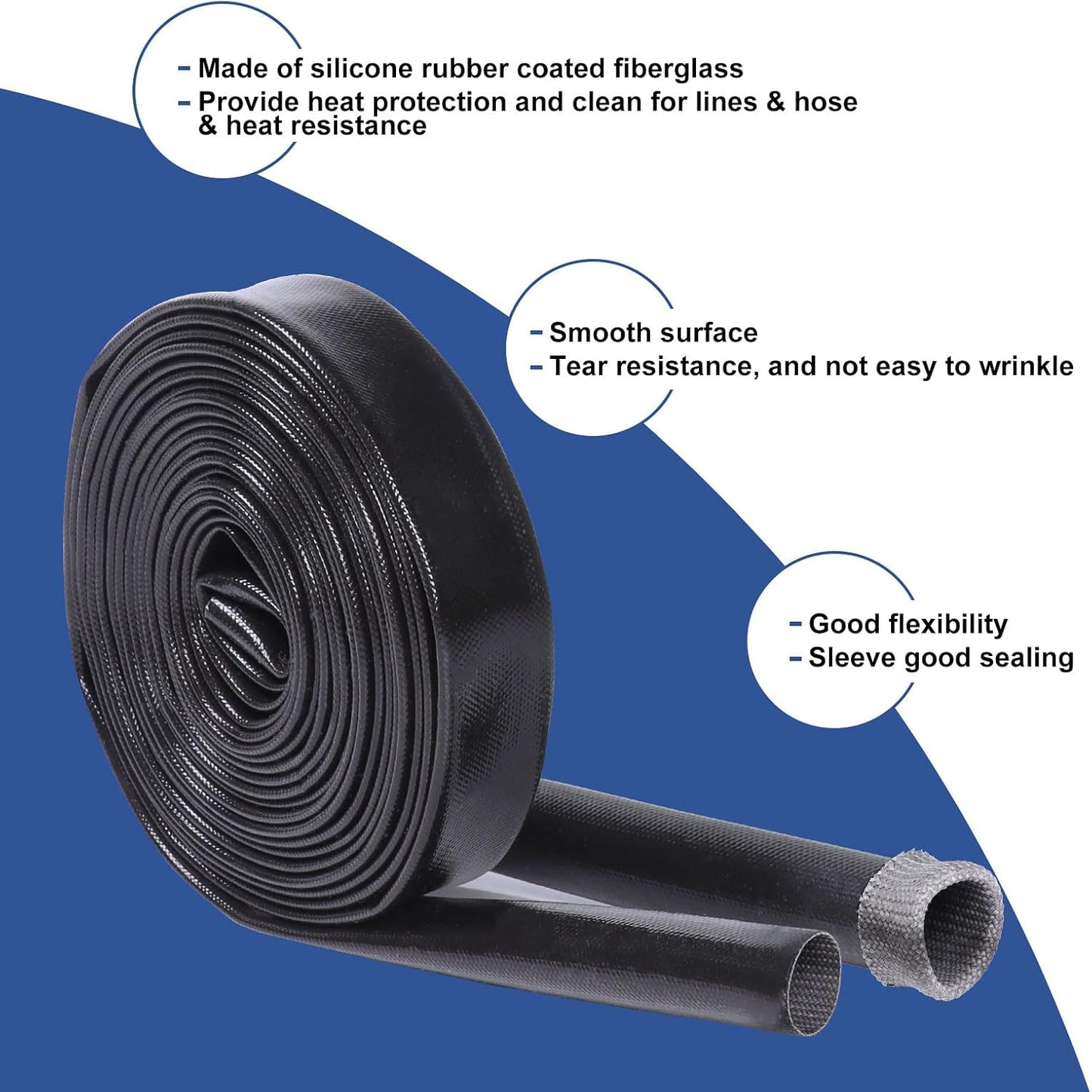 Funda protección térmica 3/4" 12ft silicona 380°F negro