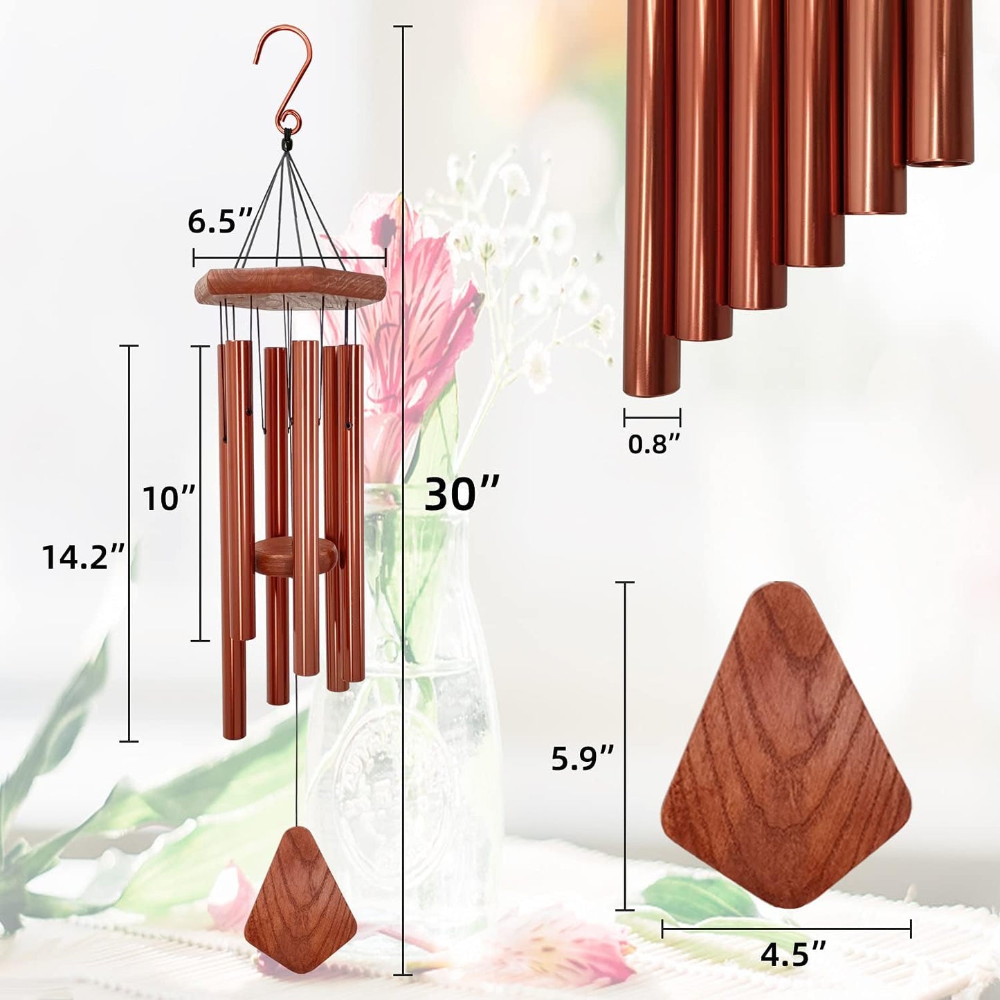 Campanillas de viento para exterior con 6 tubos bodas y