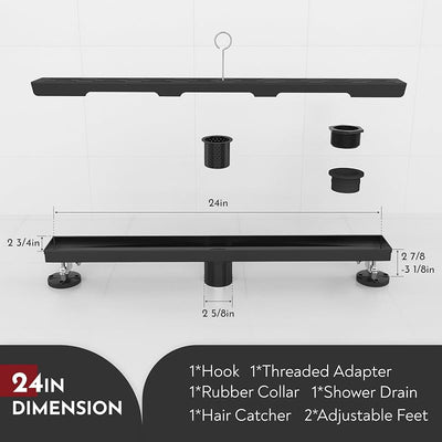 Drenaje ducha lineal 24pulg acero inox SUS304 negro mate