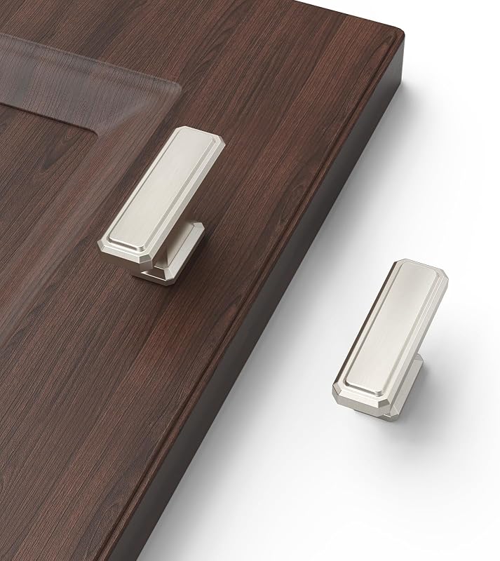 10 Pomos Níquel Satinado para Gabinetes Cocina y Baño