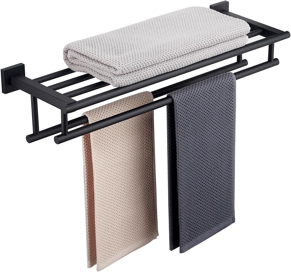 Toallero pared 24pulg acero inox SUS304 negro mate doble