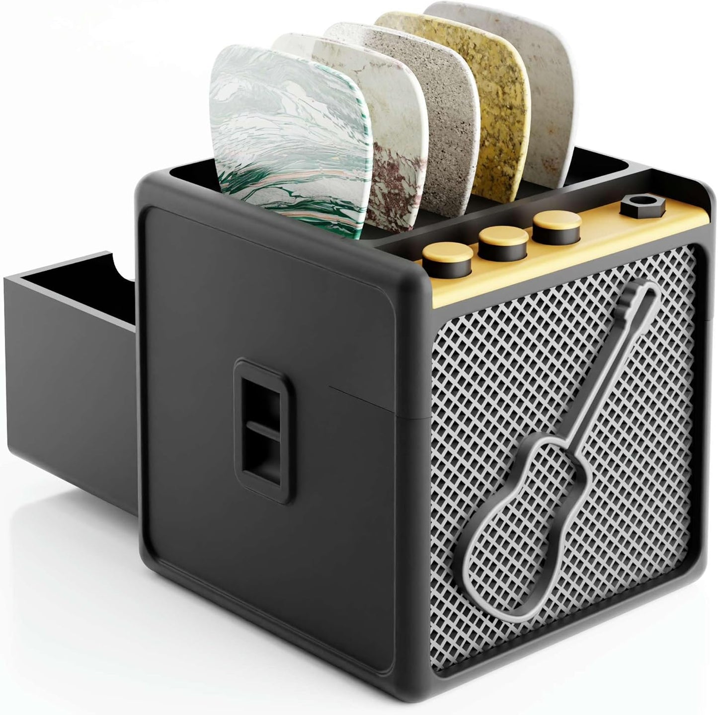 Soporte púas guitarra organizador elegante negro