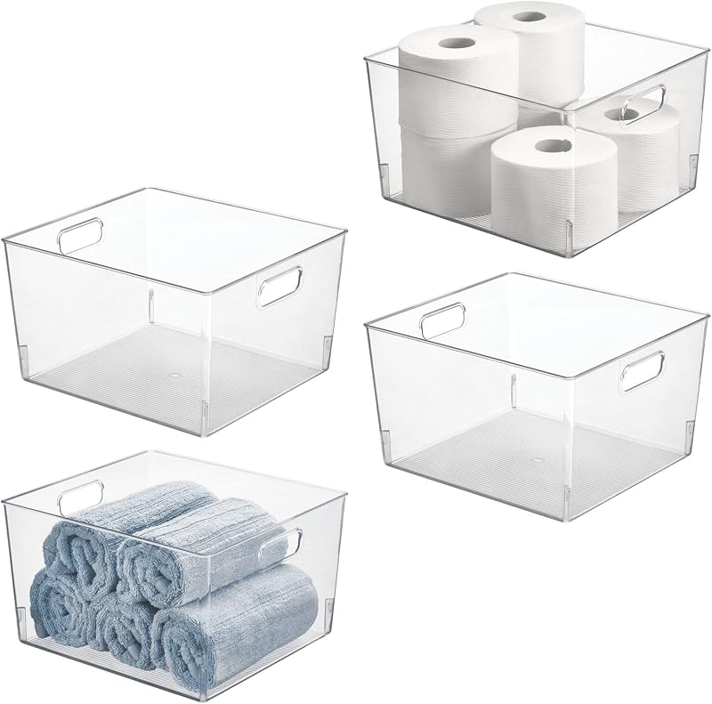Cesta plástico apilable con asas baño armario
